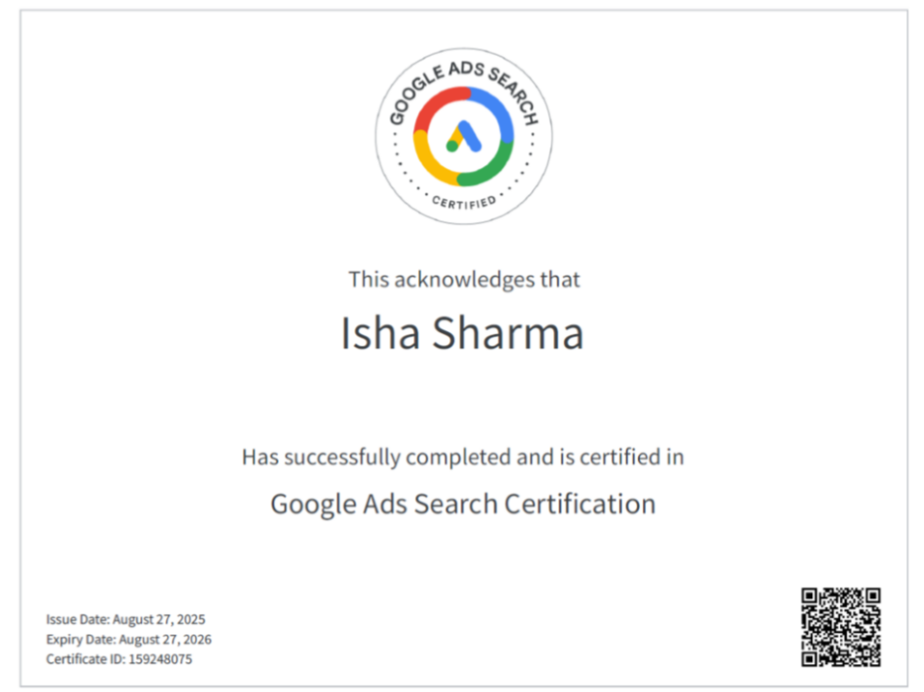 Google ads search certification